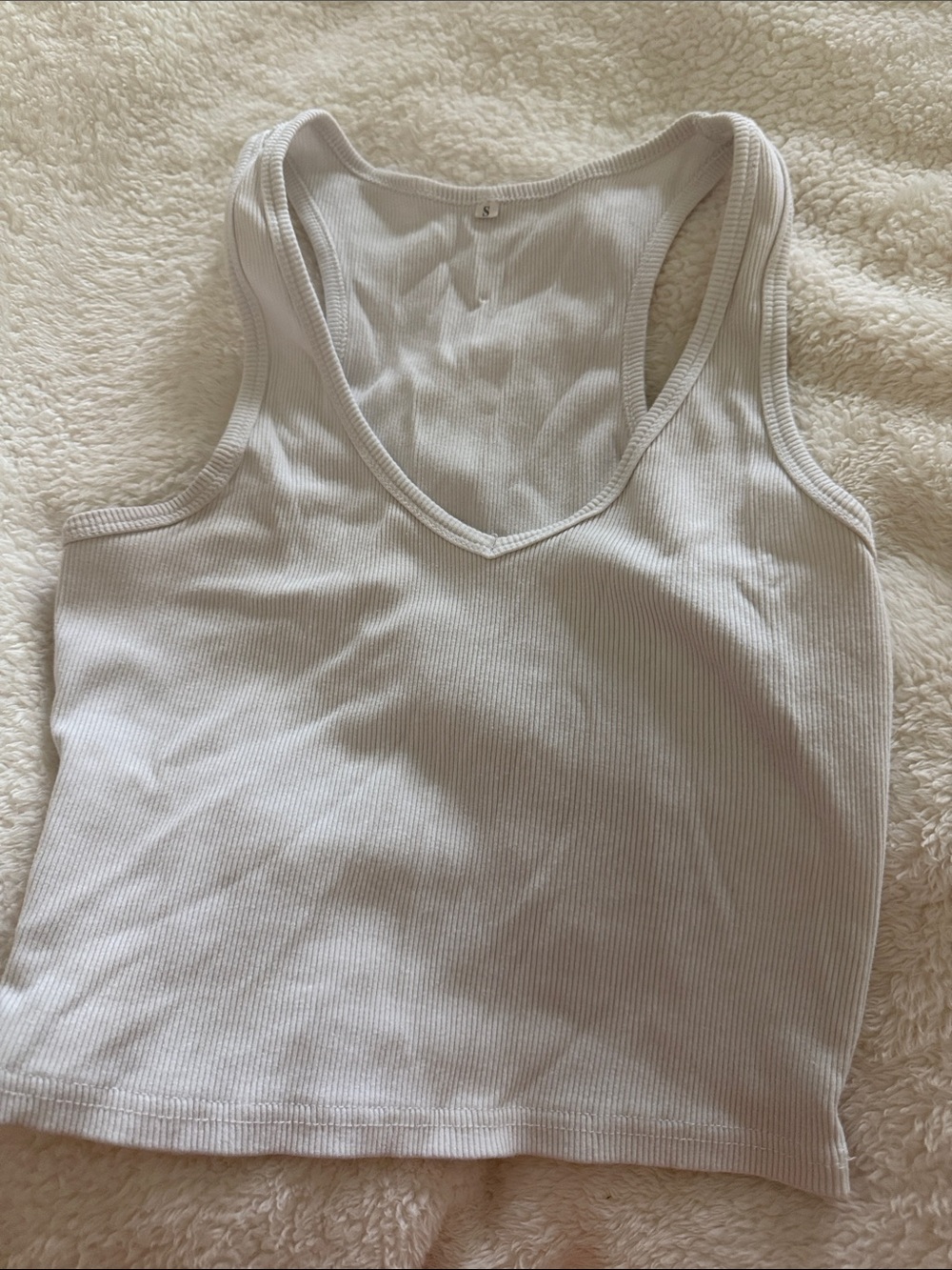 Women's Ribbed V-Neck Tank Top - White